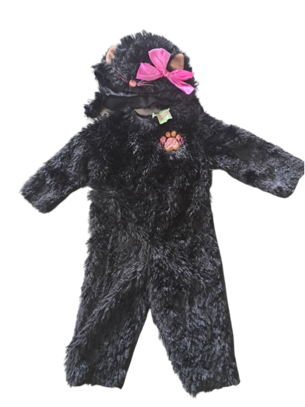 HALLOWEEN COSTUME black cat TWO piece Plush jumpsuit hat cat ears BABY Animal